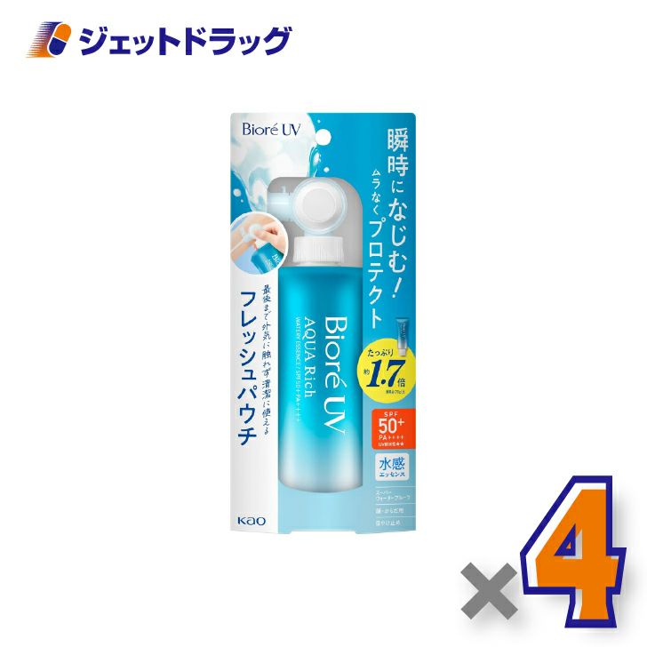 【化粧品】ビオレUVアクアリッチウォータリーエッセンスフレッシュパウチ120g×4個〔日焼け止め〕