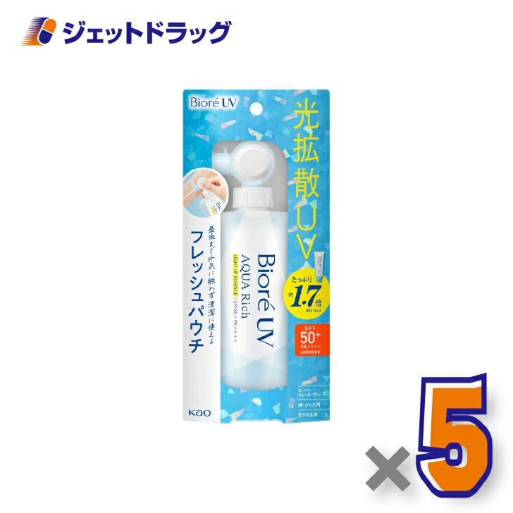 【化粧品】ビオレUVアクアリッチライトアップエッセンスフレッシュパウチ120g×5個〔日焼け止め〕