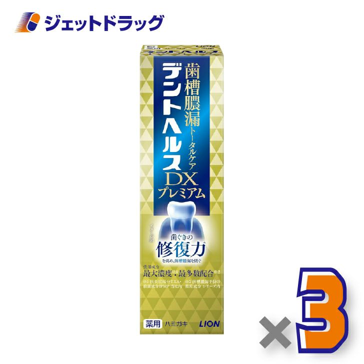 【医薬部外品】デントヘルス薬用ハミガキDXプレミアム90g×3個〔歯槽膿漏・歯肉炎〕