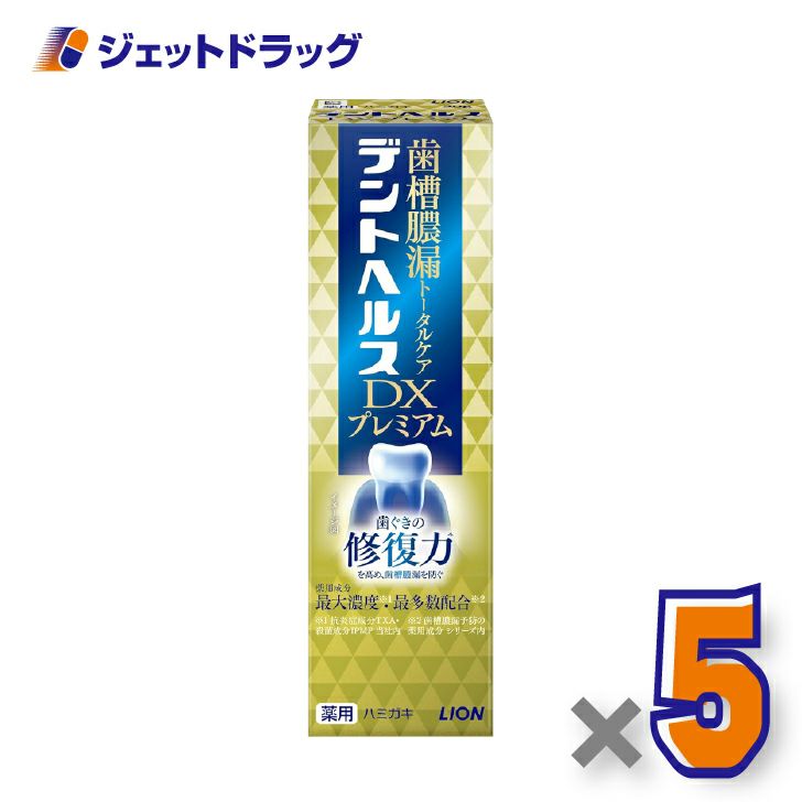 【医薬部外品】デントヘルス薬用ハミガキDXプレミアム90g×5個〔歯槽膿漏・歯肉炎〕